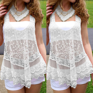 Suit Lace Crochet Sunshade Beach White Cover-Ups
