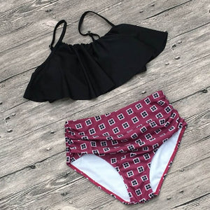 2019 High Waist Swimsuits Ruffles Bikini Set