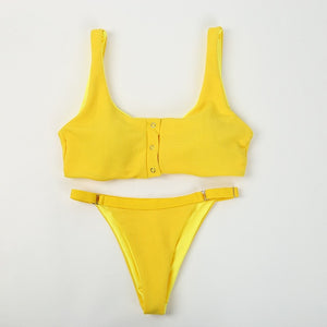 2019 Women Two-pieces Bikini Set V-Neck Bow Swimsuit